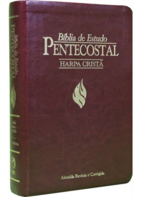 Bíblia De Estudo Pentecostal Média - Harpa Cristã - Revista E Corrigida (Luxo/Vinho)