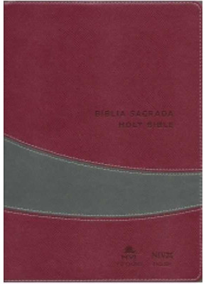 Bíblia Sagrada NVI Holy Bible Português Inglês Vinho E Cinza 