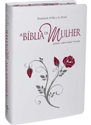 A Bíblia Da Mulher RA Media Branca Flor Borda Florida   