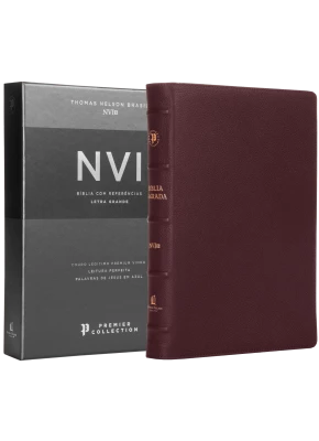 Biblia Sagrada NVI Premier Collection Capa de Couro Vinho editora Thomas Nelson