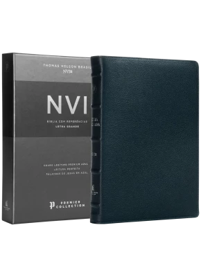 Biblia Sagrada NVI Premier Collection Capa de Couro Azul editora Thomas Nelson