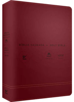 Bíblia Sagrada NVI Holy Bible Português Inglês Vermelha 