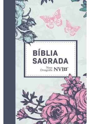 Bíblia Sagrada NVI Nova Ortografia Semi Luxo Lilás Floral  
