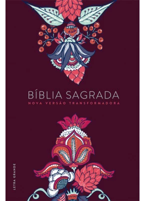 Bíblia Sagrada NVT Letra Grande Indian Flowers (Vinho) Capa Dura  