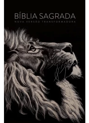 Bíblia Sagrada Nvt Preta/Leão Md Lgra Lion Head Capa Flex    