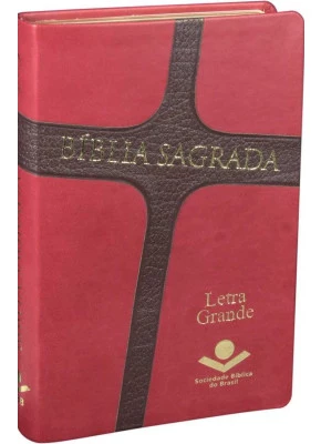 Bíblia Sagrada RA Letra Grande Vermelho Cruz Marrom   
