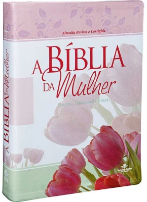 A Bíblia Da Mulher RC Media Tulipa Borda Prateada   