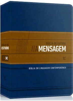 Bíblia De Estudo A Mensagem Luxo Azul E Bege     