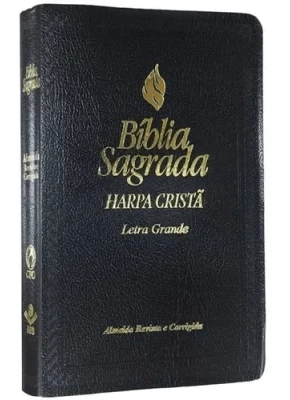 Bíblia Sagrada Rc Letra Grande Com Harpa Cristã Preta   