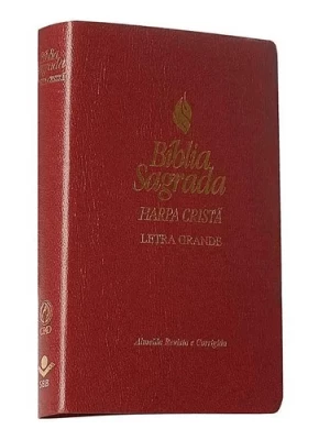 Bíblia Sagrada Rc Letra Grande Com Harpa Cristã Vinho   