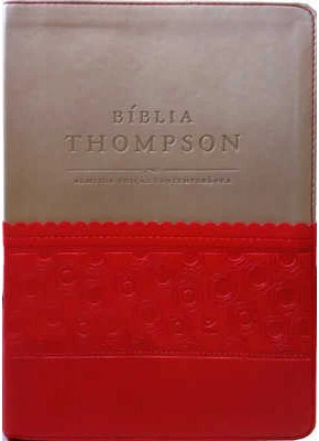 Bíblia Thompson Média Luxo Vermelho e Bege    