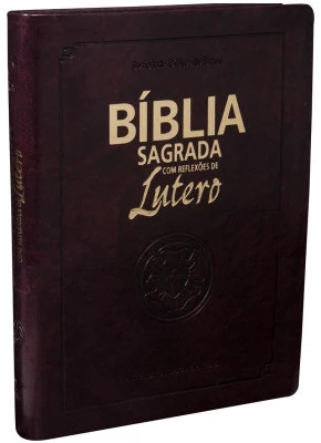 Bíblia Sagrada RA Com Reflexões De Lutero Média Vinho Nobre  