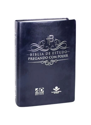 Bíblia De Estudo Pregando Com Poder azul nobre     