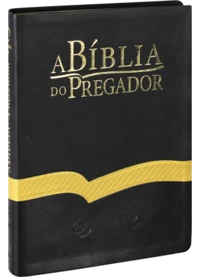 Bíblia Do Pregador Preto Com Faixa Dourada     
