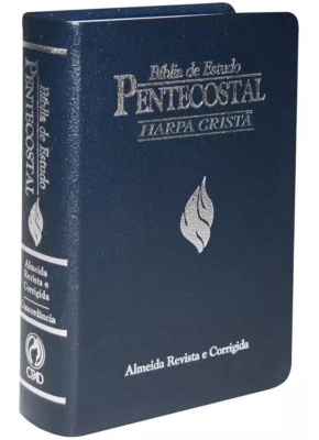 Bíblia De Estudo Pentecostal Média Rc Harpa Azul     