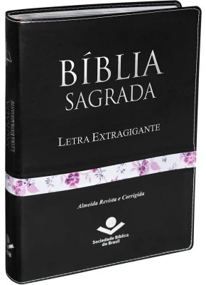 Bíblia Sagrada RC Letra Extragigante Preta com Flores Com índice  