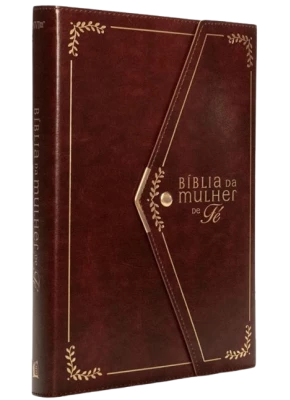 Bíblia da Mulher de Fé NVI Letra Grande Couro-Soft Vinho Com Fechamento Carteira