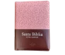 Santa Bíblia Letra Grande Pequena com Zíper Nobre Rosa/Marrom